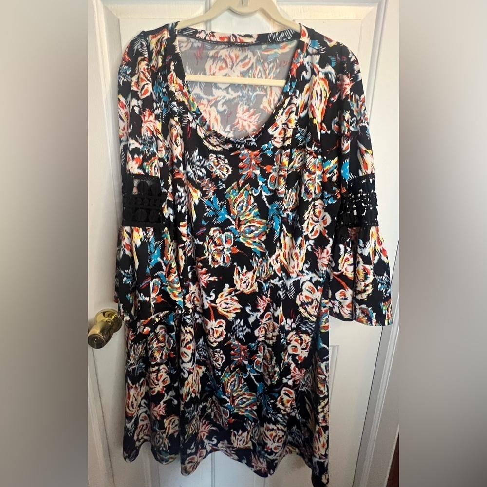 Relativity Black and Red Ruffled Tunic